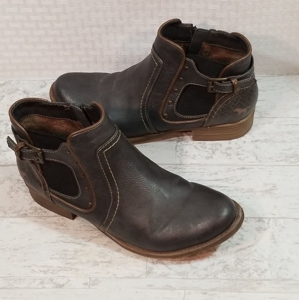 Original Mustang True Denim Gray Ankle Boots Sz 38